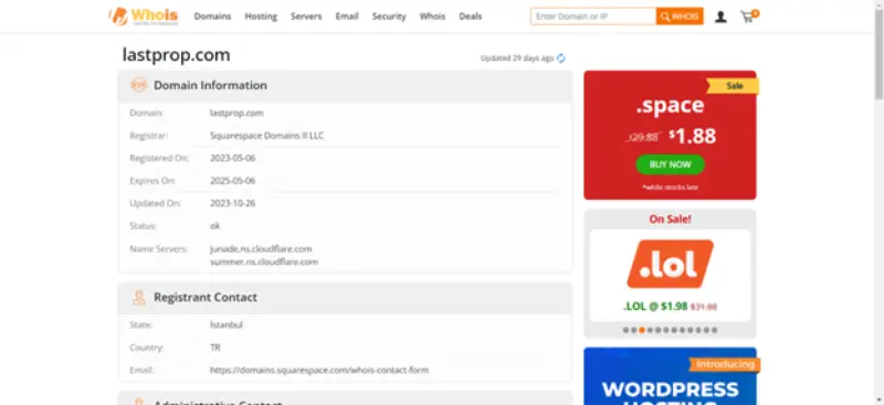 لست پراپ در سایت whois