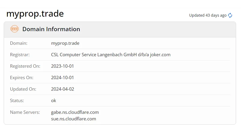 اطلاعات دامنه سایت Myprop