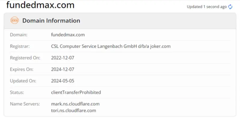 بررسی پراپ فرم فاندد مکس در سایت whois