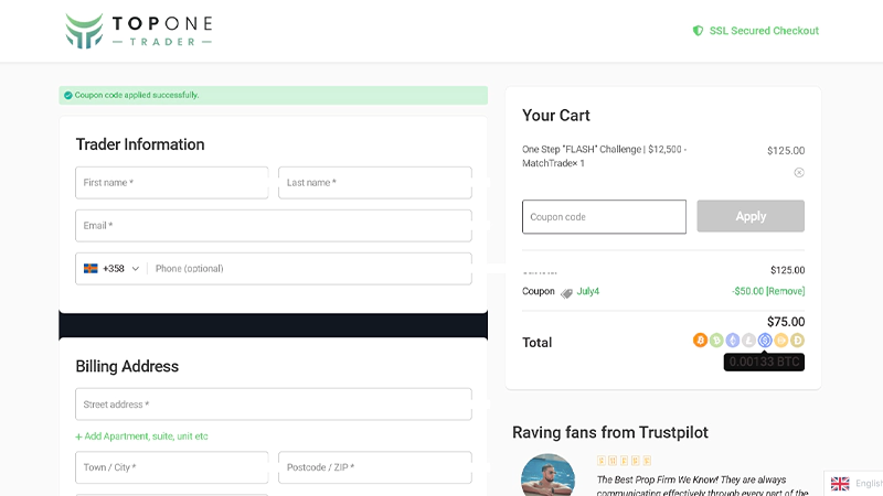 اطلاعات مورد نیاز برای ثبت نام در پراپ تاپ وان تریدر